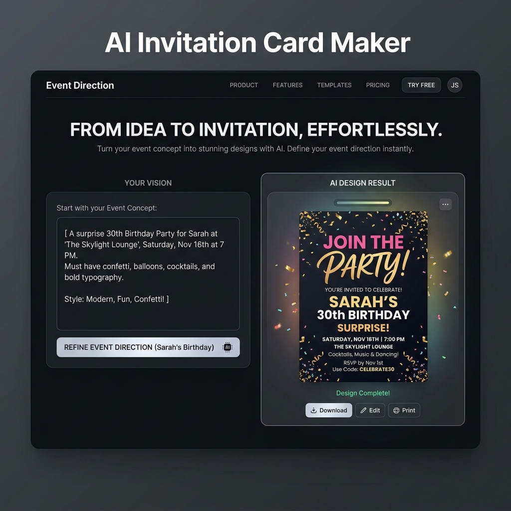 AI Convite exemplo de fidelidade de prompt