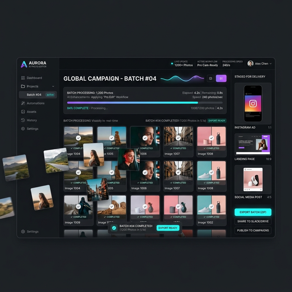 Qualità di consegna dell'editor di foto AI