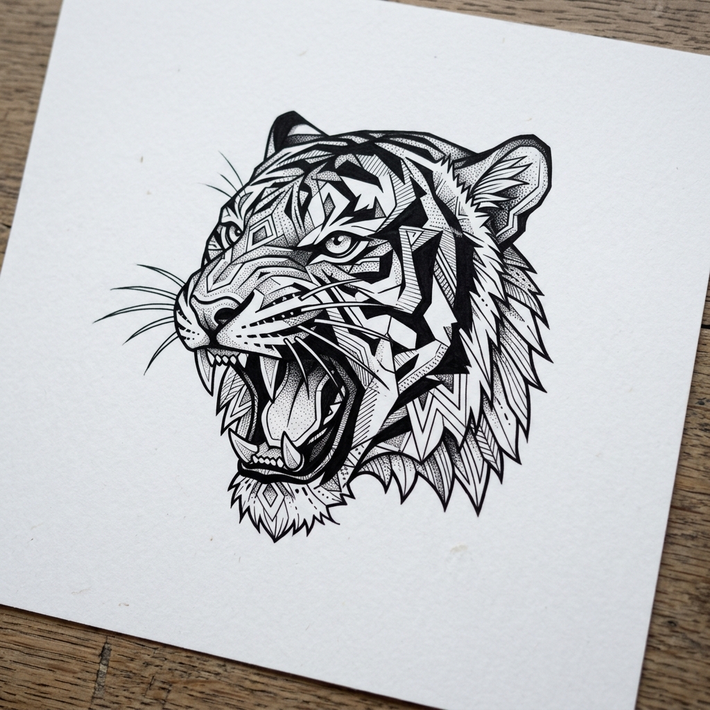 Esempio di fedelta al prompt di il generatore di tatuaggi IA